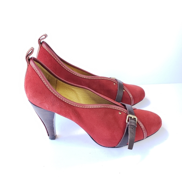 Ted Baker London unique red suede heels w leather - Picture 3 of 9